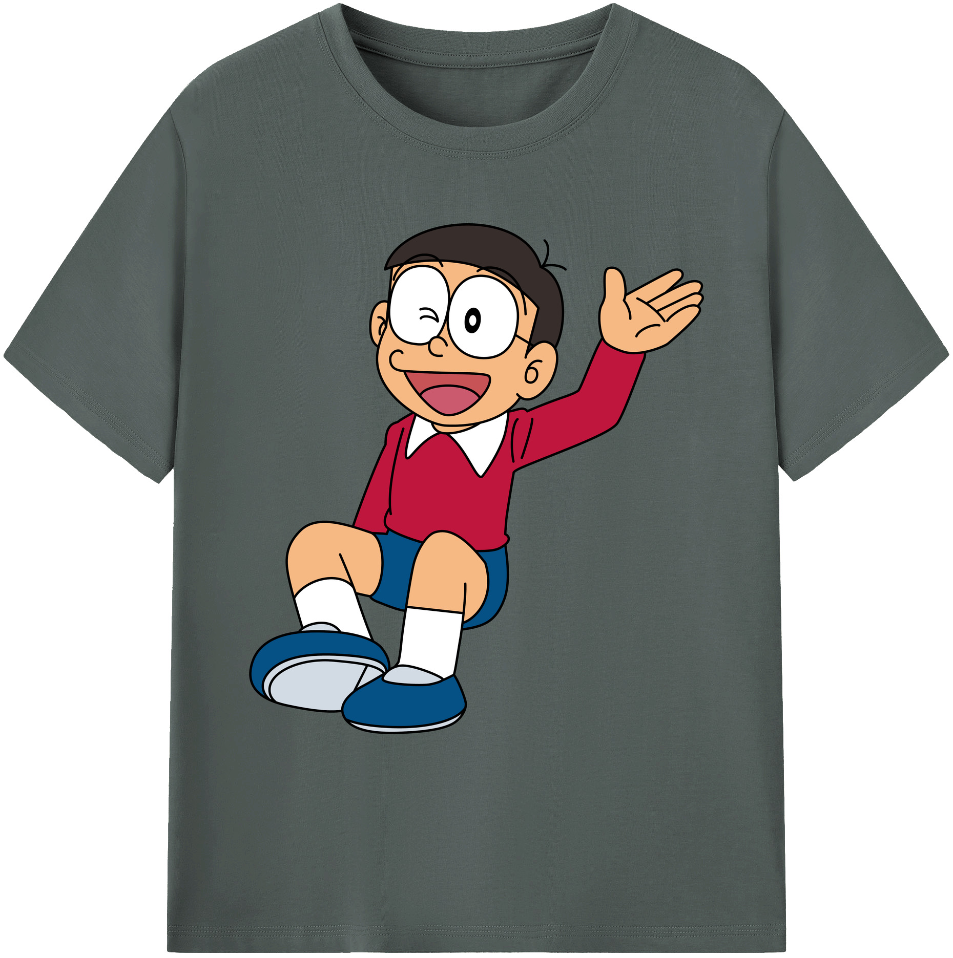 （画像用） ドラえもん 野比 のび太 Doraemon Nobita Nobi 綿100％ メンズ半袖Tシャツ｜肌触りやわらか＆通気性